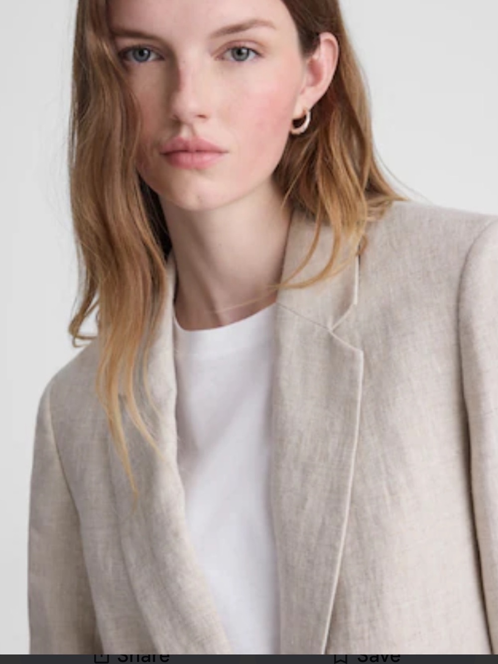 Kenar Open-Front Linen-Blend Blazer in Light Beige